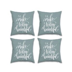 NWT 4 Make Today Beautiful 18×18Sage Green Grey Reversible Pillow Cushion Covers